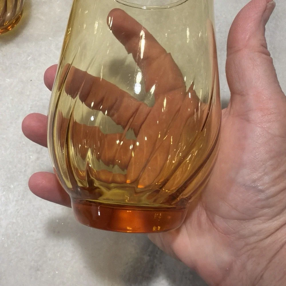 Set Of 8 Vintage Golden Swirl Anchor Hocking Water/tea Glasses OLA009